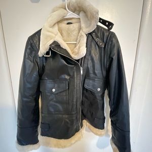 Genuine leather shearling jacket